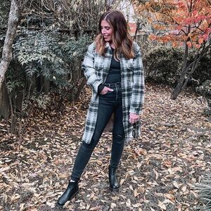 Abercrombie & Fitch Black and White Plaid Utility Jacket